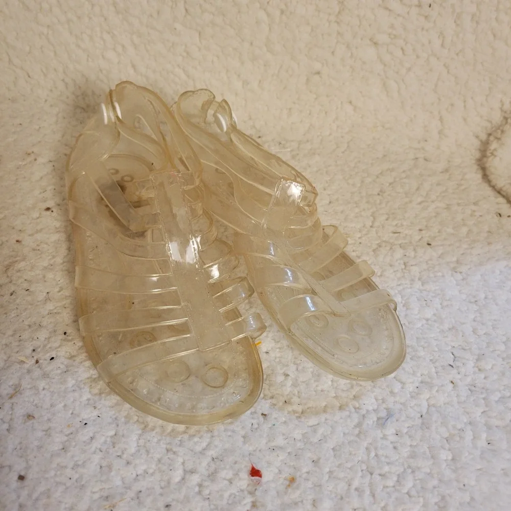 Unbranded Jelly Fisherman Sandals Kids XL Clear Good Retro 90s Summer Beach